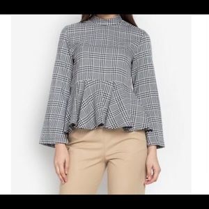 Topshop Peplum Houndstooth Top